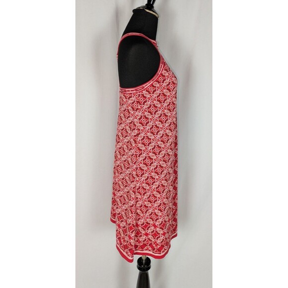 Max Studio Dress S Red Medallion Print A Line Halter Neck Strappy Back Summer - Picture 3 of 9